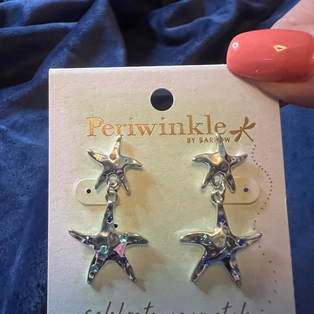 Periwinkle Starfish Earrings with Multicolor Gems